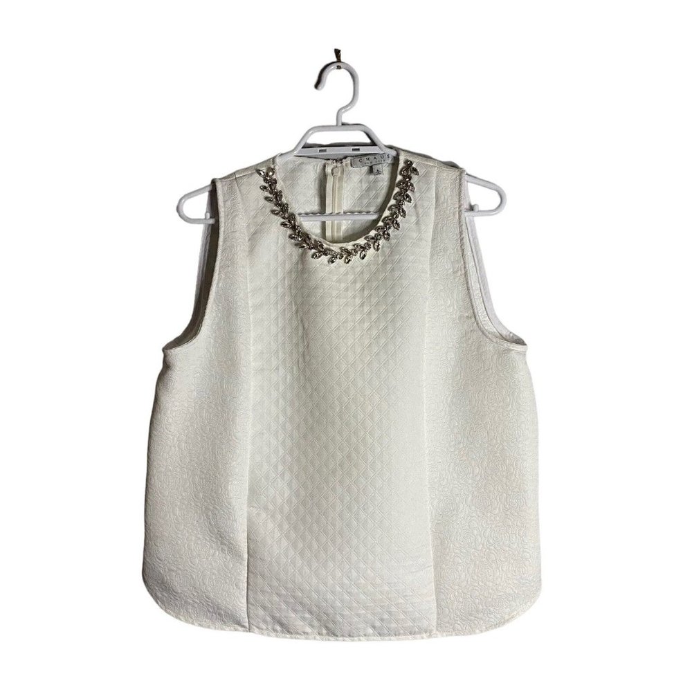Chaus Women's Off-White Embellished Quilted Sleeveless Top